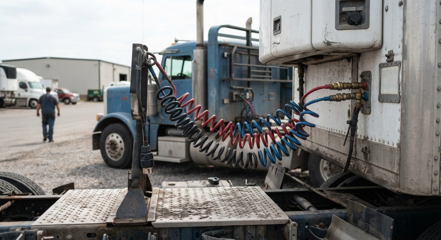 A driver completing an inspection